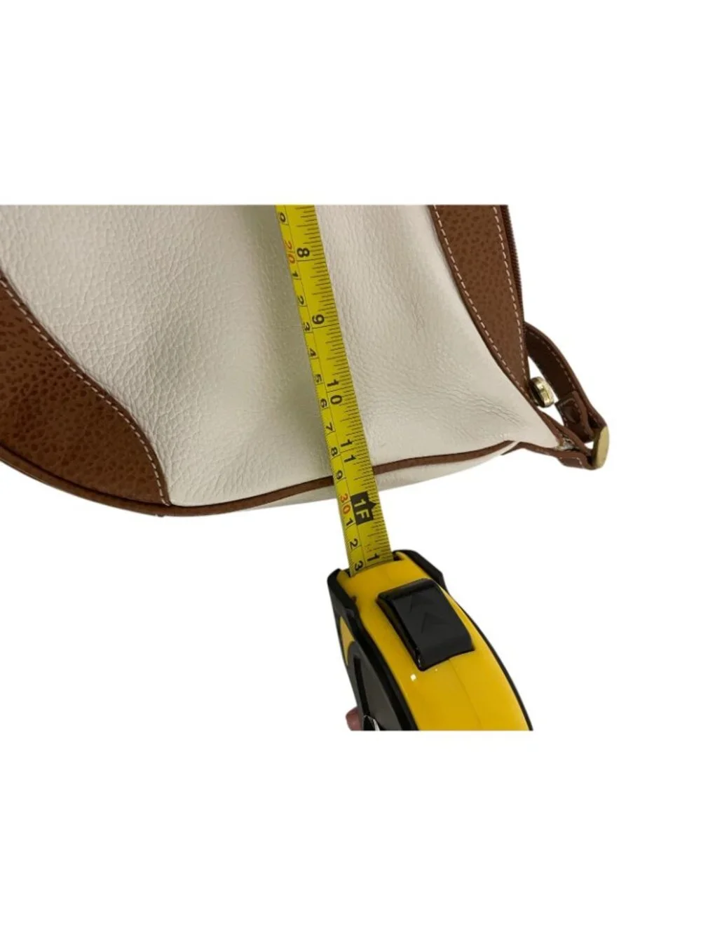 Liz Claiborne Womens Leather Shoulder Bag Purse White Brown Trim Vintage NWOT